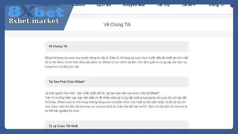 Thông tin chi tiết về chúng tôi - Nhà cái 8XBet